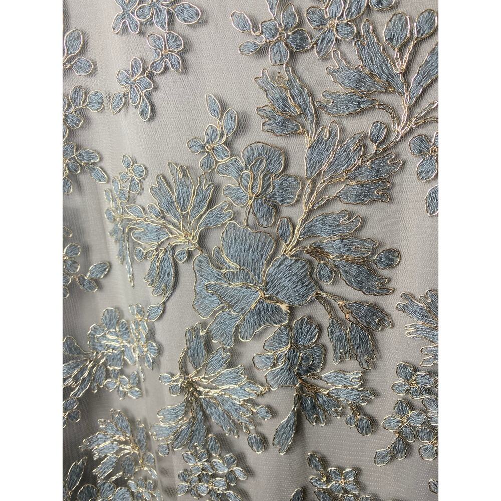 Tadashi Shoji Dress Nude Gray Gold Embroidered Floral Mother of Bride Long Maxi - Picture 12 of 15